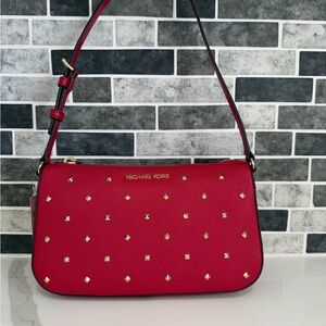 Michael Kors Red Studded Shoulder Bag